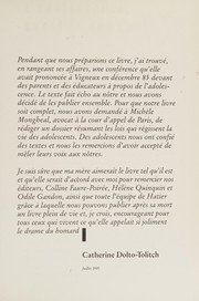 [Françoise Dolto, Catherine Dolto-Tolitch & Colette Percheminier] Paroles pour adolescents ou Le complexe du homard
